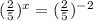 ( \frac{2}{5} )^{x} = (\frac{2}{5}) ^{-2}