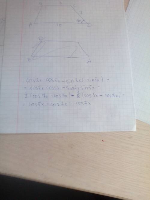 Выражение (с объяснением) cos2x·cos5x+sin2x(-sin5x)