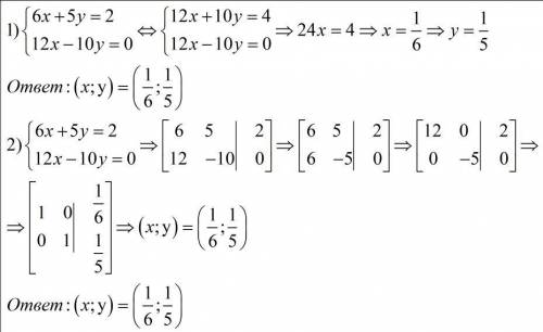 6х+5у =2 12х-10у=0 решить систему уравнения додаванием