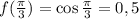 f( \frac{\pi}{3})=\cos \frac{\pi}{3}=0 ,5