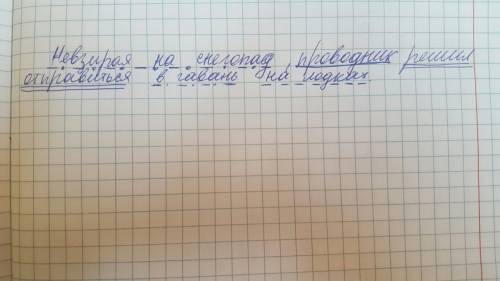 Невзирая на непогоду, проводник решил отправиться в гавань на лодках.сделайте синтаксический разбор.