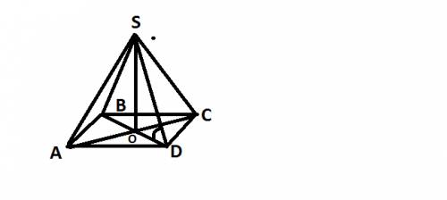 Высота правильной четырехугольной пирамиды равна 10 см. боковое ребро пирамиды наклонено к плоскости