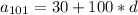 a_{101} = 30+100*d&#10;