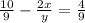 \frac{10}{9} - \frac{2x}{y} = \frac{4}{9}