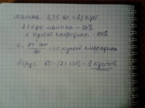 На присадибній ділянці ростуть смородина малина агрус усього 60 кущів малина становить 35%чсієї кіль