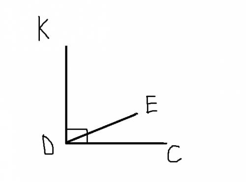 Луч de делит прямой угол kdc на два угла kde и eds. найдите градусную меру угла edc,если угол kde со