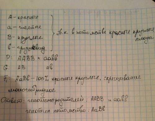 Растения с красными круглыми скрестили с растением, грушевидными эелтыми . в потомстве все растения