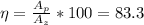 \eta= \frac{A_p}{A_z} *100 = 83.3