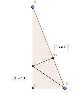 Впрямоугольном треугольнике cde с прямым углом с проведена биссектриса ef,причем fc=13 см. найдите р
