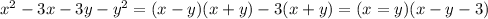 x^{2} -3x-3y- y^{2} =(x-y)(x+y)-3(x+y)=(x=y)(x-y-3)