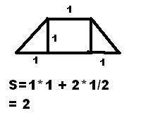Обчислити площу рівнобічної трапеціі менша основа якої дорівнює висоті і дорівнює 1 см а кут при осн