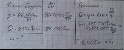 Сколько керосина надо сжечь, чтобы выделилось 230 кжд теплоты?