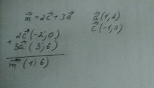 Дано вектори c(-1; 0) і a(1; 2). знайдіть вектор m = 2c + 3a​