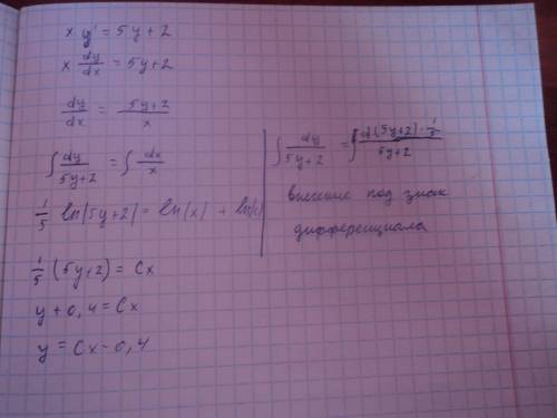 Решить дифференциальное уравнение. xy'=5y+2