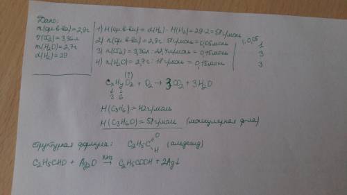 При сгорании 2.9 г органического вещества образуется 3.36 л со2 и 2.7г н2о плотность паров этого вещ