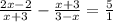 \frac{2x-2}{x+3} - \frac{x+3}{3-x} =\frac{5}{1} &#10;&#10;