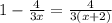 1 - \frac{4}{3x} = \frac{4}{3(x + 2)}}