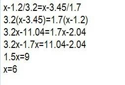 Из пропорций нужно найти х-? х-1.2/3.2=х-3.45/1.7