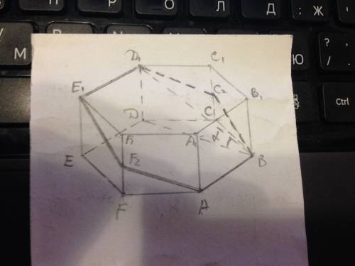 Надо,в правильной шестиугольной призме, у которой боковые грани — квадраты, проведите плоскость чере