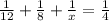 \frac{1}{12}+ \frac{1}{8}+ \frac{1}{x}= \frac{1}{4}