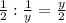 \frac{1}{2}: \frac{1}{y}= \frac{y}{2}