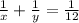 \frac{1}{x}+ \frac{1}{y}= \frac{1}{12}