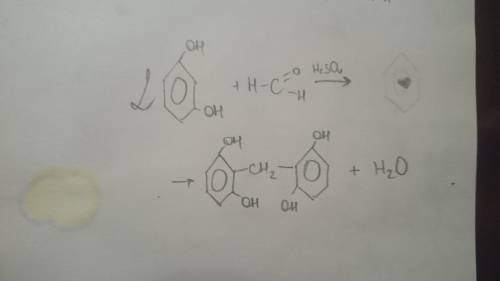Напишите уравнения взаимодействия резорцина с формальдегидом в присутствии серной. кислоты.