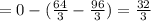 =0-( \frac{64}{3}- \frac{96}{3})= \frac{32}{3}