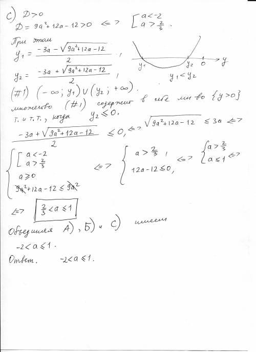 При каких значениях a неравенство 25^x + 3a*5^x - 3a + 3 > 0 выполнено при всех х заранее : )