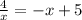 \frac{4}{x} =-x+5