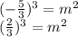 (- \frac{5}{3})^3=m^2 \\ (\frac{2}{3})^3=m^2