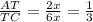 \frac{AT}{TC} = \frac{2x}{6x}= \frac{1}{3}