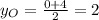 y_{O} = \frac{0+4}{2} =2