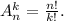 A_n^k = \frac{n!}{k!}.