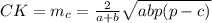 CK=m_c= \frac{2}{a+b} \sqrt{abp(p-c)}