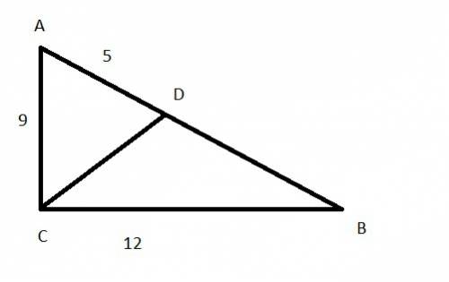 Утрикутнику авс відомо, що ∠с=90°, ас=9 см, вс=12 см. на стороні ав позначено точку d так, що ad=5 с