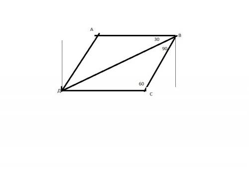 у паралелограма гострий кут дорівнює 60градусів, а діагональ ділить тупий кут у відношенні 3: 1.обчи