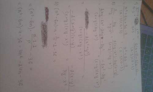 7класс 1) a/a-3 + 3/a+3 = 2)2/x+y - 2y/xy-x^2 3)(n^2-6n)*n*2/n*2-36 4)1/2x^2-4x : 1/2x^2+4x 5)3/x+2