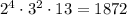 2^4\cdot 3^2\cdot 13=1872