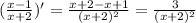 (\frac{x-1}{x+2}) '= \frac{x+2-x+1}{ (x+2)^{2} }= \frac{3}{ (x+2)^{2} }