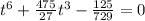 t^6+\frac{475}{27}t^3-\frac{125}{729}=0