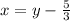 x=y- \frac{5}{3}