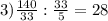 3) \frac{140}{33}: \frac{33}{5}=28