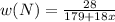 w(N)= \frac{28}{179+18x}