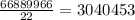 \frac{66889966}{22} = 3040453