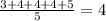 \frac{3+4+4+4+5}{5}=4