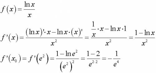 Вычислить значение производной функции f(x)=in x / x в точке x0=c2