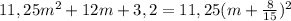 11,25m^2+12m+3,2=11,25(m+ \frac{8}{15} )^{2}