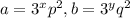 a=3^xp^2, b=3^yq^2