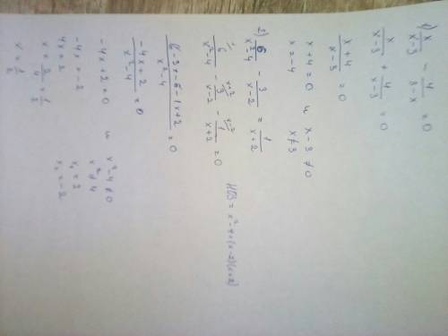 Найдите 3 они уравнени: 1) х/х-3-4/3-х=0 2) 6/х^2-4-3/х-2=1/х+2